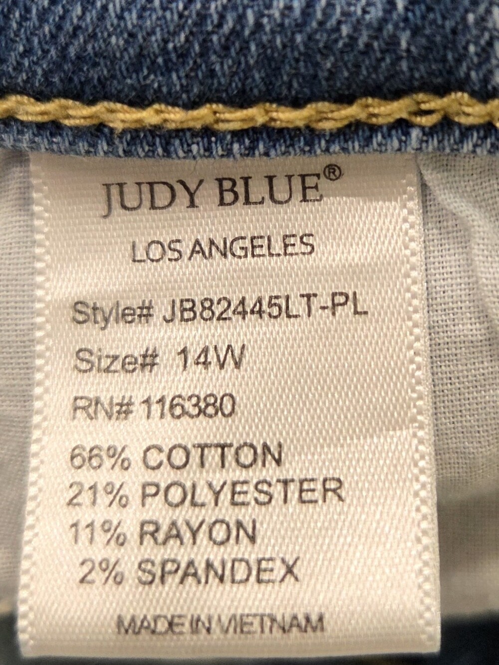 Judy Blue Light Destroy Straight Jean with Frayed Hem High Waist Size 14W - Picture 11 of 11